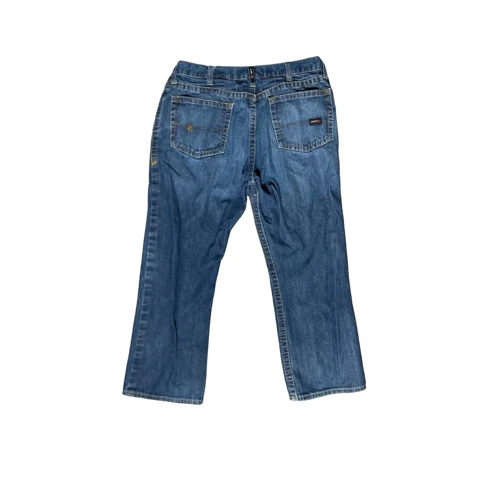 Ariat FR M4 Relaxed Boot Cut Jeans Mens 38x30 Blue Flame Resistant Work Denim - Picture 2 of 12